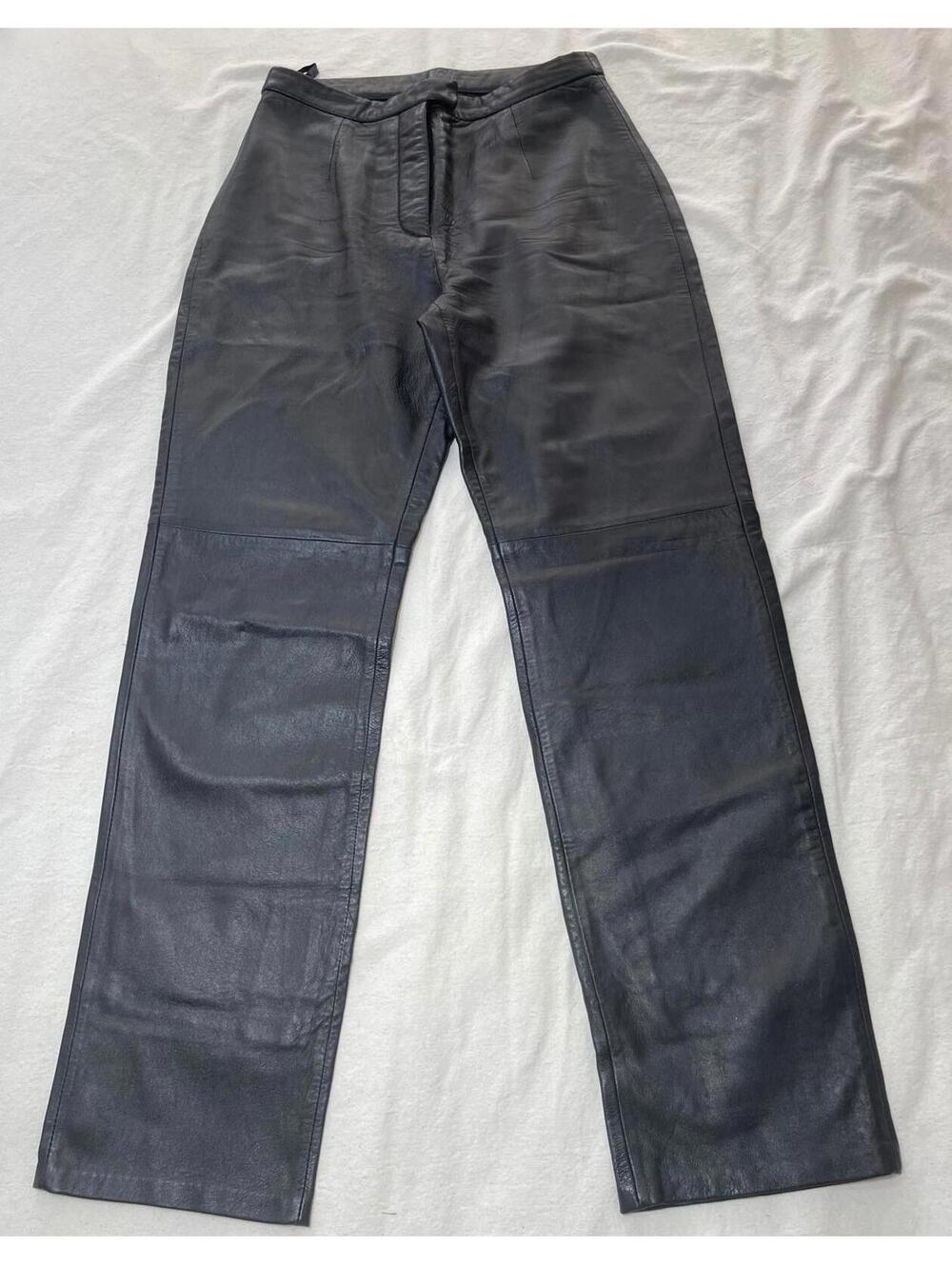 Vintage JLC black leather pants size 8 retro 90's party moto classic high waist